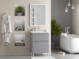 Напольная тумба под раковину Misty Лаки 60 см П-Лак-01060-5012Я серый